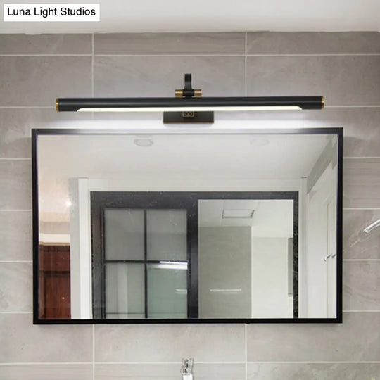 Contemporary Black Led Wall Vanity Light With Swing Arm