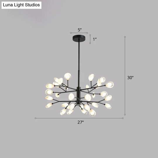 Contemporary Metal Chandelier: Black Tree Branches Ceiling Hang Lamp For Living Room 32 /