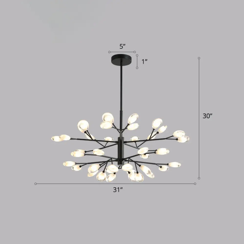 Contemporary Black Metal Chandelier Ceiling Hang Lamp - Perfect For Living Room 40 /