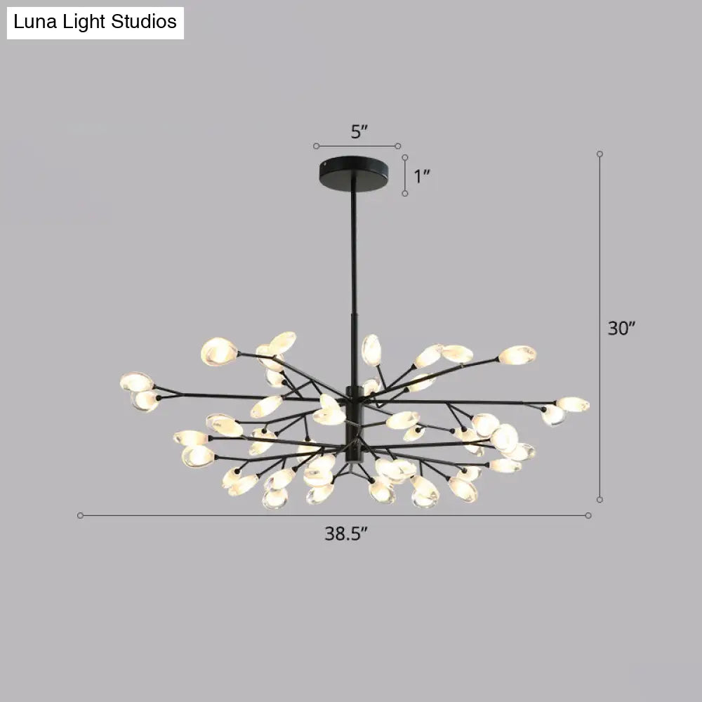 Contemporary Metal Chandelier: Black Tree Branches Ceiling Hang Lamp For Living Room 48 /