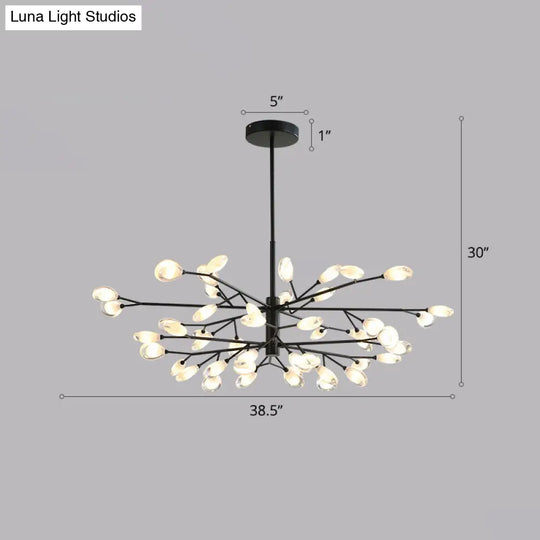 Contemporary Metal Chandelier: Black Tree Branches Ceiling Hang Lamp For Living Room 48 /