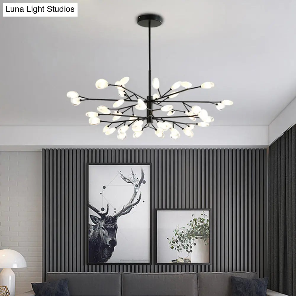 Contemporary Black Metal Chandelier Ceiling Hang Lamp - Perfect For Living Room