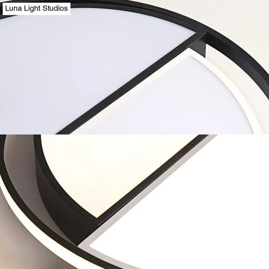 Contemporary Black Metal Flush Mount Lamp With Led Ceiling Fixture For Bedroom 2 Sizes Available