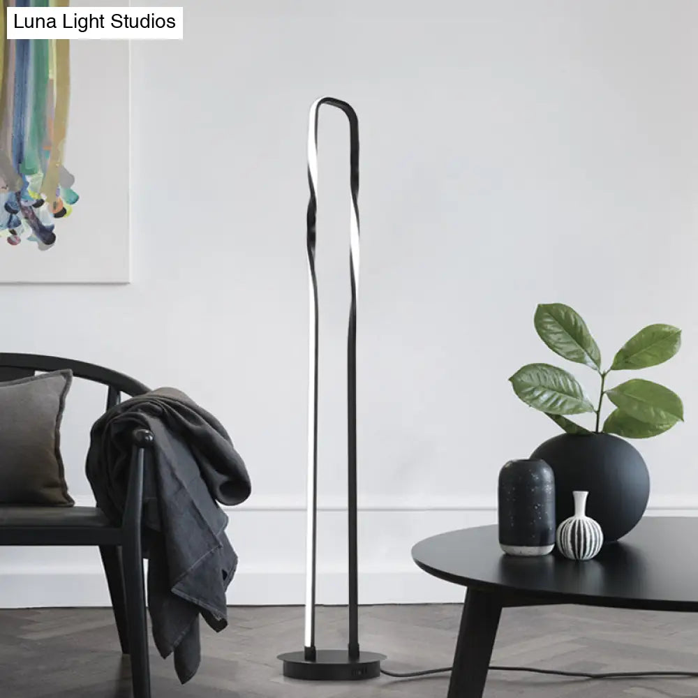 Contemporary Black Metal Led Floor Lamp With Adjustable Reading Light And Warm/White/Natural