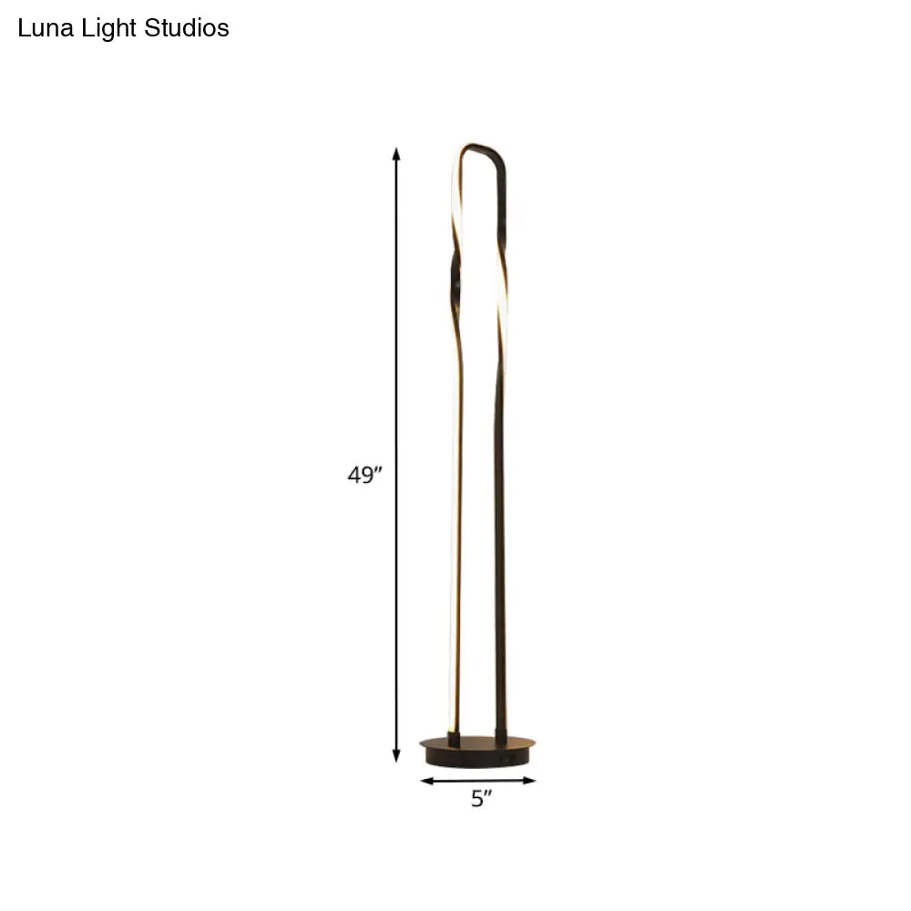 Contemporary Black Metal Led Floor Lamp With Adjustable Reading Light And Warm/White/Natural