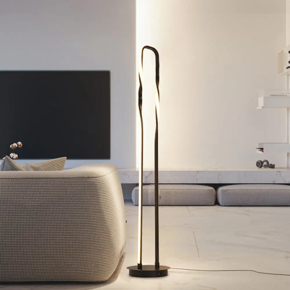 Contemporary Black Metal Led Floor Lamp With Adjustable Reading Light And Warm/White/Natural