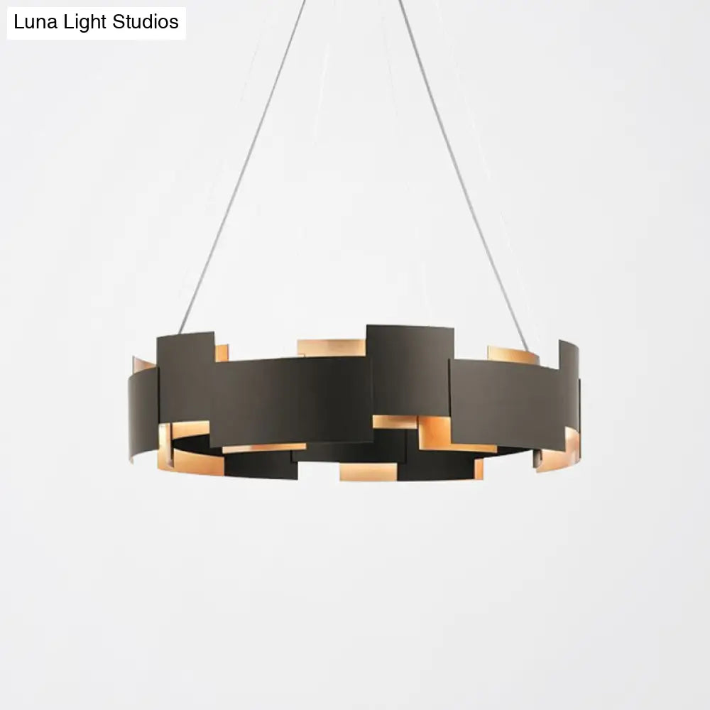 Contemporary Metal Pendant Chandelier Black Hanging Ceiling Light For Living Room