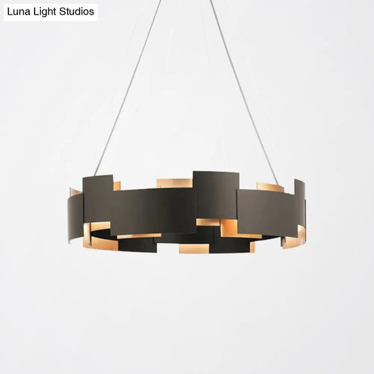 Contemporary Metal Pendant Chandelier Black Hanging Ceiling Light For Living Room