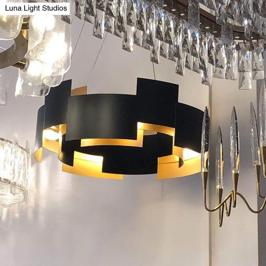 Contemporary Metal Pendant Chandelier Black Hanging Ceiling Light For Living Room / 23.5