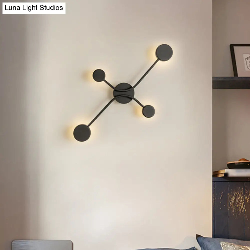 Contemporary Black Metallic Led Wall Mount Lamp - Warm/White Light Fixture