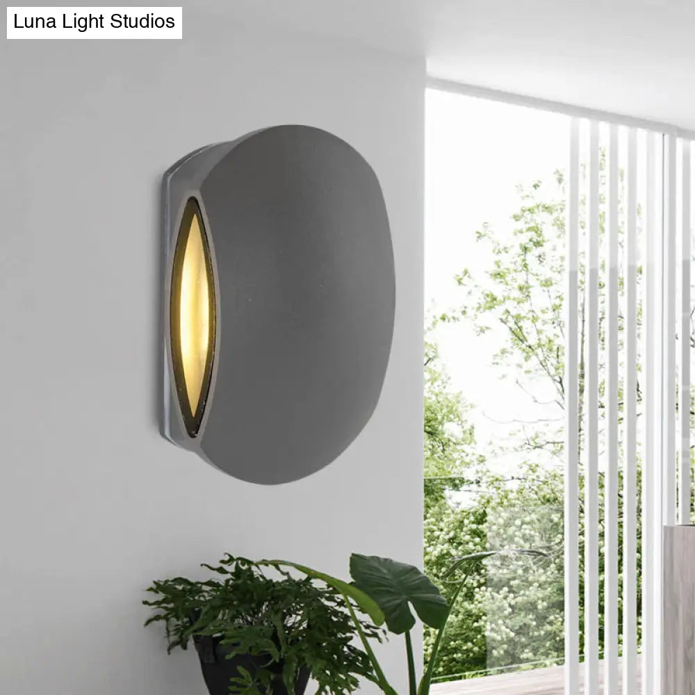 Contemporary Black Outdoor Round Wall Light Sconce - Aluminum Fixture Warm/White