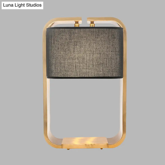 Contemporary Black Rectangle Night Table Lamp With Gold Metal Frame