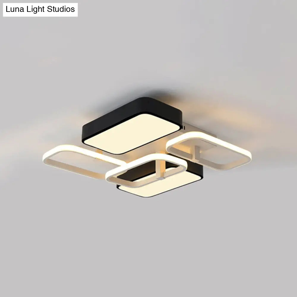 Contemporary Black Rectangular Flush Ceiling Light Led Acrylic Lighting For Living Room - 23/25.5