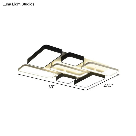 Contemporary Black Rectangular Flush Ceiling Light Led Acrylic Lighting For Living Room - 23/25.5