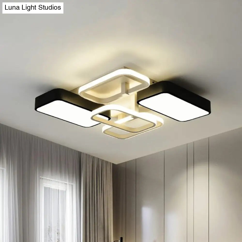 Contemporary Black Rectangular Flush Ceiling Light Led Acrylic Lighting For Living Room - 23/25.5
