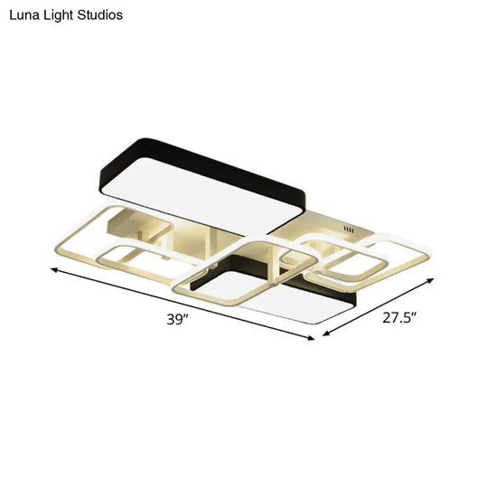 Contemporary Black Rectangular Flush Ceiling Light Led Acrylic Lighting For Living Room - 23/25.5