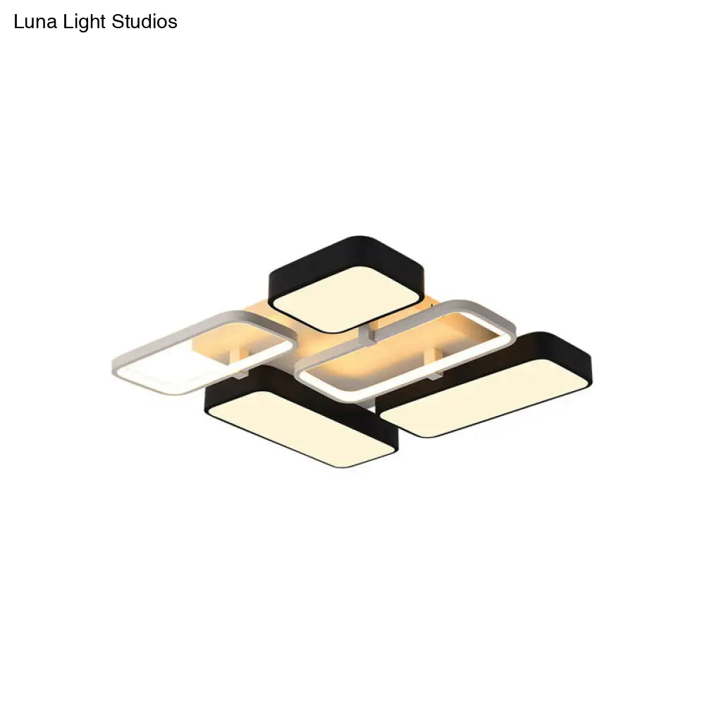 Contemporary Black Rectangular Flush Ceiling Light Led Acrylic Lighting For Living Room - 23/25.5