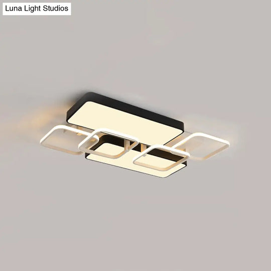 Contemporary Black Rectangular Flush Ceiling Light Led Acrylic Lighting For Living Room - 23/25.5