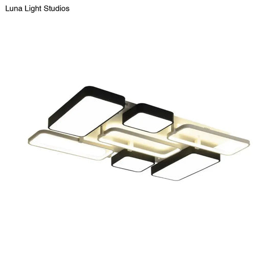 Contemporary Black Rectangular Flush Ceiling Light Led Acrylic Lighting For Living Room - 23/25.5