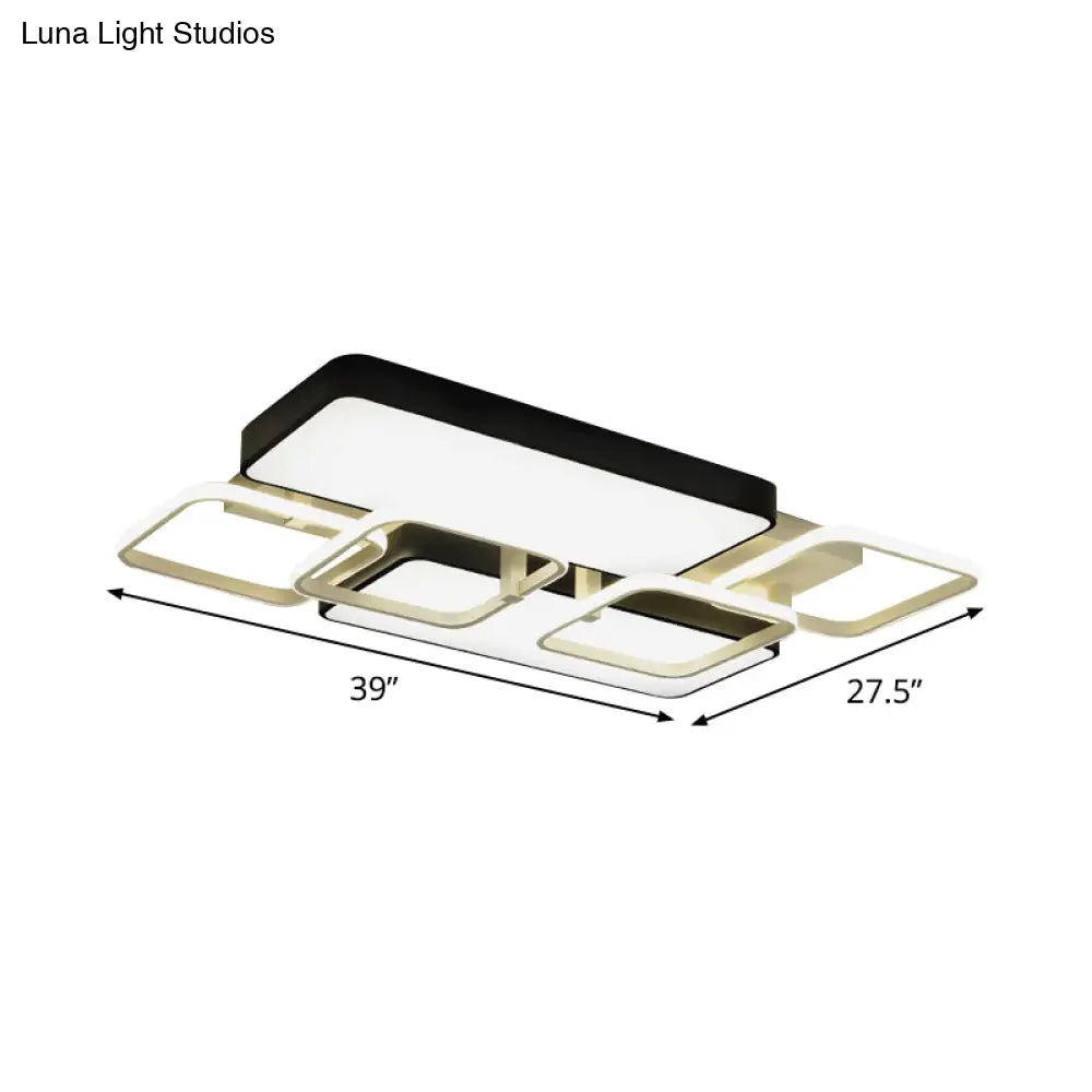 Contemporary Black Rectangular Flush Ceiling Light Led Acrylic Lighting For Living Room -