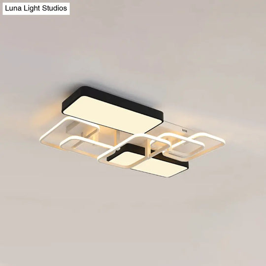 Contemporary Black Rectangular Flush Ceiling Light Led Acrylic Lighting For Living Room - 23/25.5