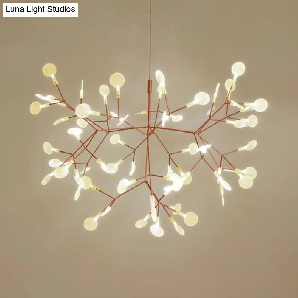 Contemporary Black/Rose Gold Branching Ceiling Fixture With Acrylic Chandelier (30/45 Lights)