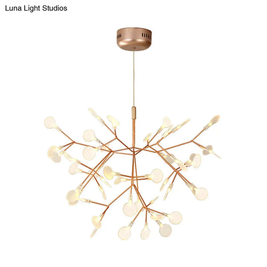 Contemporary Black/Rose Gold Branching Ceiling Fixture With Acrylic Chandelier (30/45 Lights)