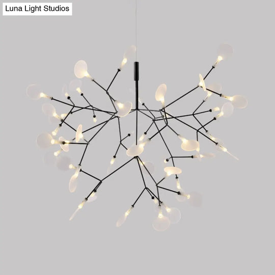 Contemporary Black/Rose Gold Branching Ceiling Fixture With Acrylic Chandelier (30/45 Lights)