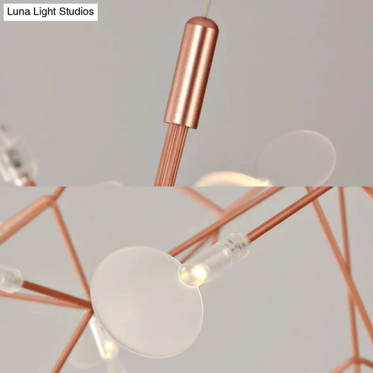 Contemporary Black/Rose Gold Branching Ceiling Fixture With Acrylic Chandelier (30/45 Lights)