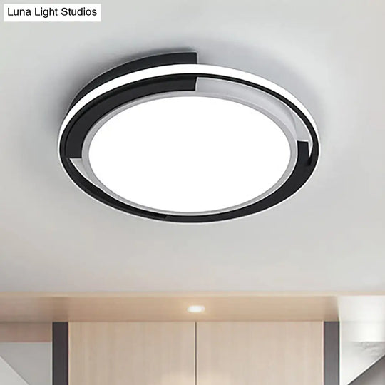 Contemporary Black Round Led Flush Mount Light Fixture - 19’/22’ Wide White/Warm Frosted Diffuser