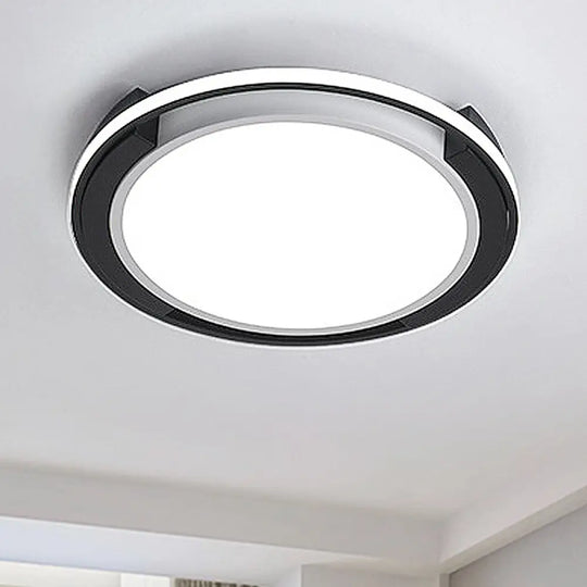 Contemporary Black Round Led Flush Mount Light Fixture - 19’/22’ Wide White/Warm Frosted