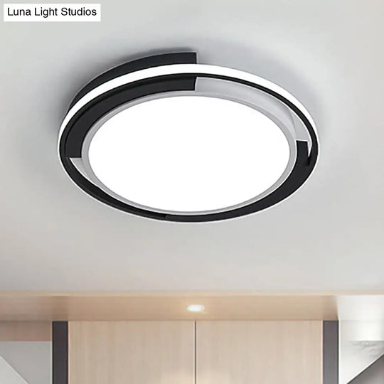 Contemporary Black Round Led Flush Mount Light Fixture - 19/22 Wide White/Warm Frosted Diffuser