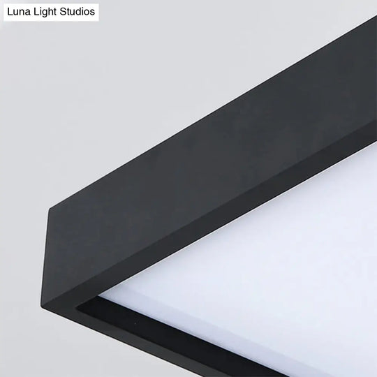 Contemporary Black Square Flush Light With Acrylic Shade - Led Bedroom Ceiling Fixture