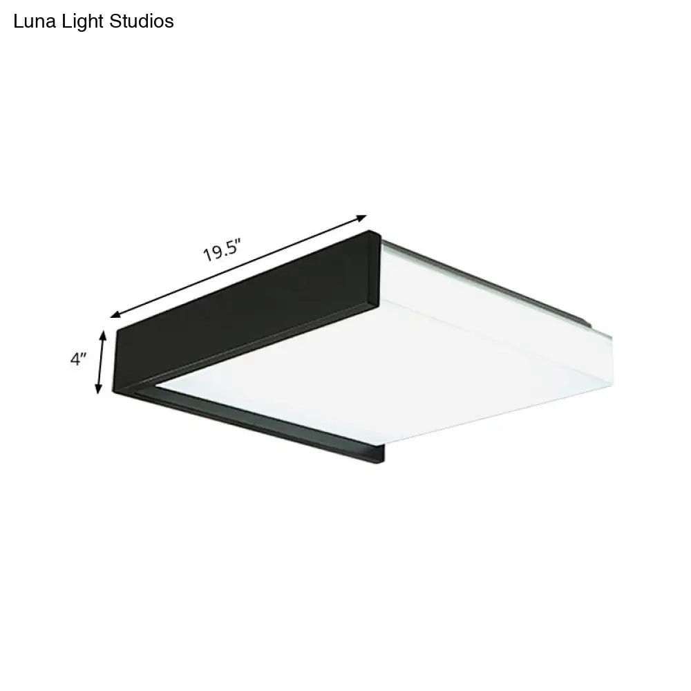 Contemporary Black Square Flush Light With Acrylic Shade - Led Bedroom Ceiling Fixture (16/19.5