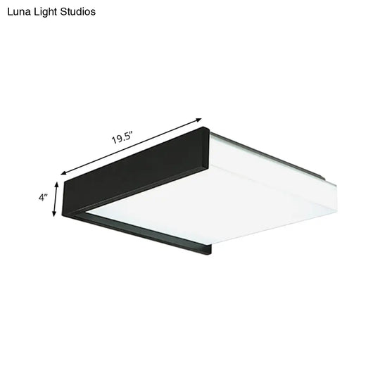 Contemporary Black Square Flush Light With Acrylic Shade - Led Bedroom Ceiling Fixture