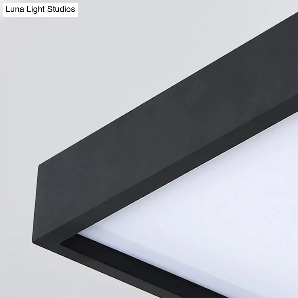 Contemporary Black Square Flush Light With Acrylic Shade - Led Bedroom Ceiling Fixture (16/19.5