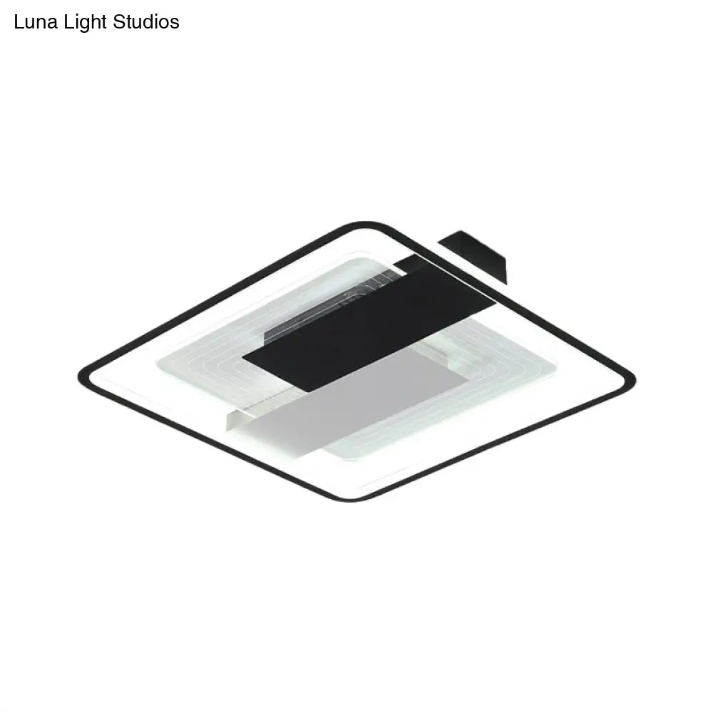 Contemporary Black Square Flush Mount Led Acrylic Ceiling Light