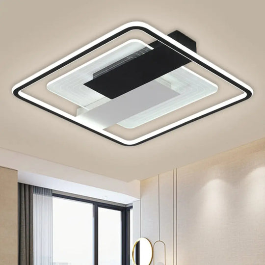 Contemporary Black Square Flush Mount Led Acrylic Ceiling Light / 16.5’