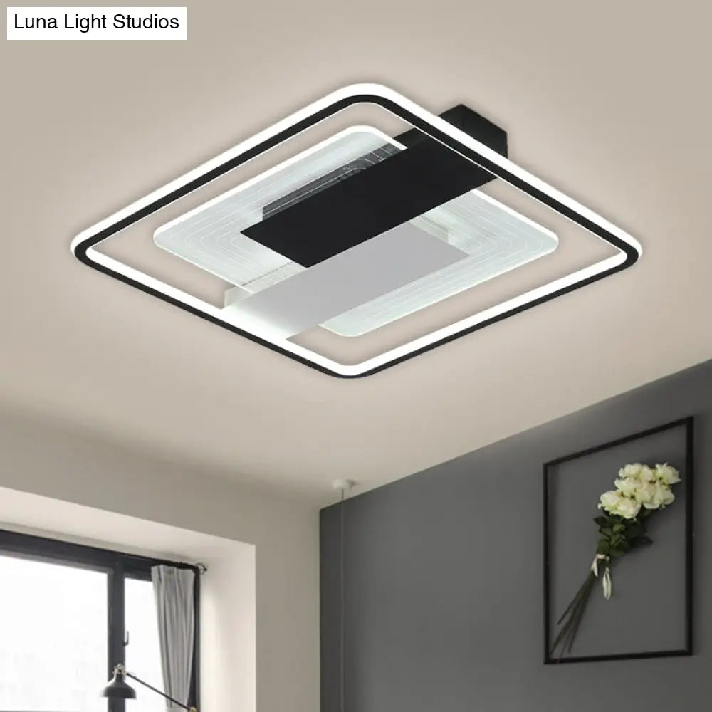 Contemporary Black Square Flush Mount Led Acrylic Ceiling Light