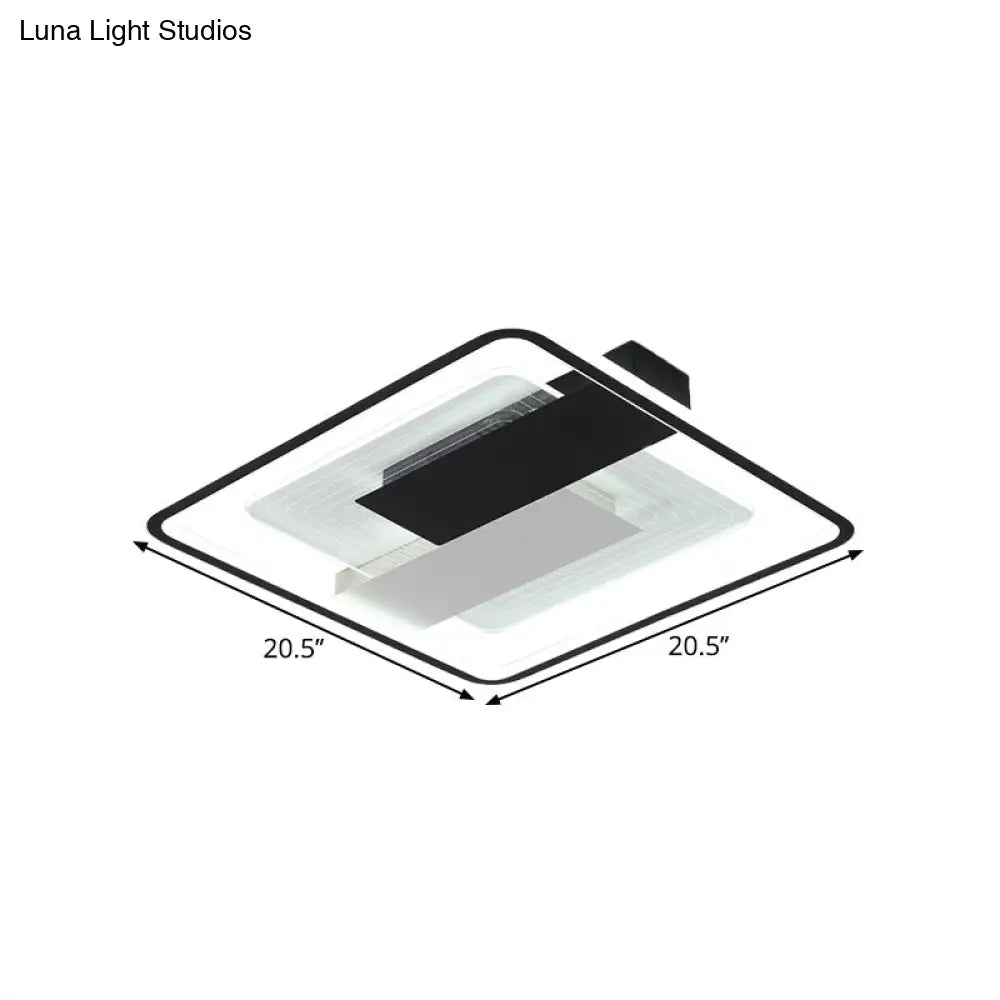 Contemporary Black Square Flush Mount Led Acrylic Ceiling Light