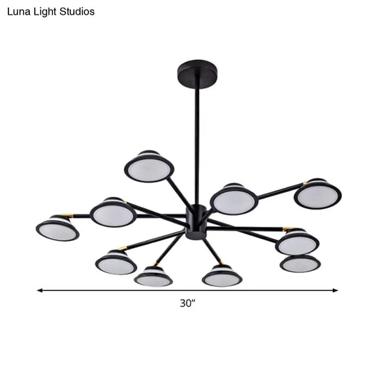 Contemporary Black Starburst Chandelier: Metal Pendant Light With 10 Heads - Ideal For Living Room