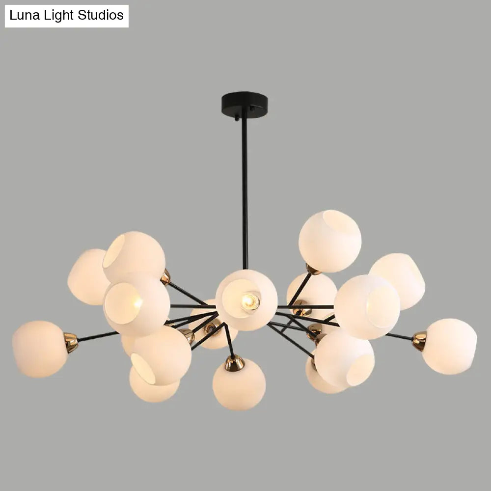 Contemporary White Glass Sputnik Chandelier With Black Suspension - Stunning Lighting Fixture