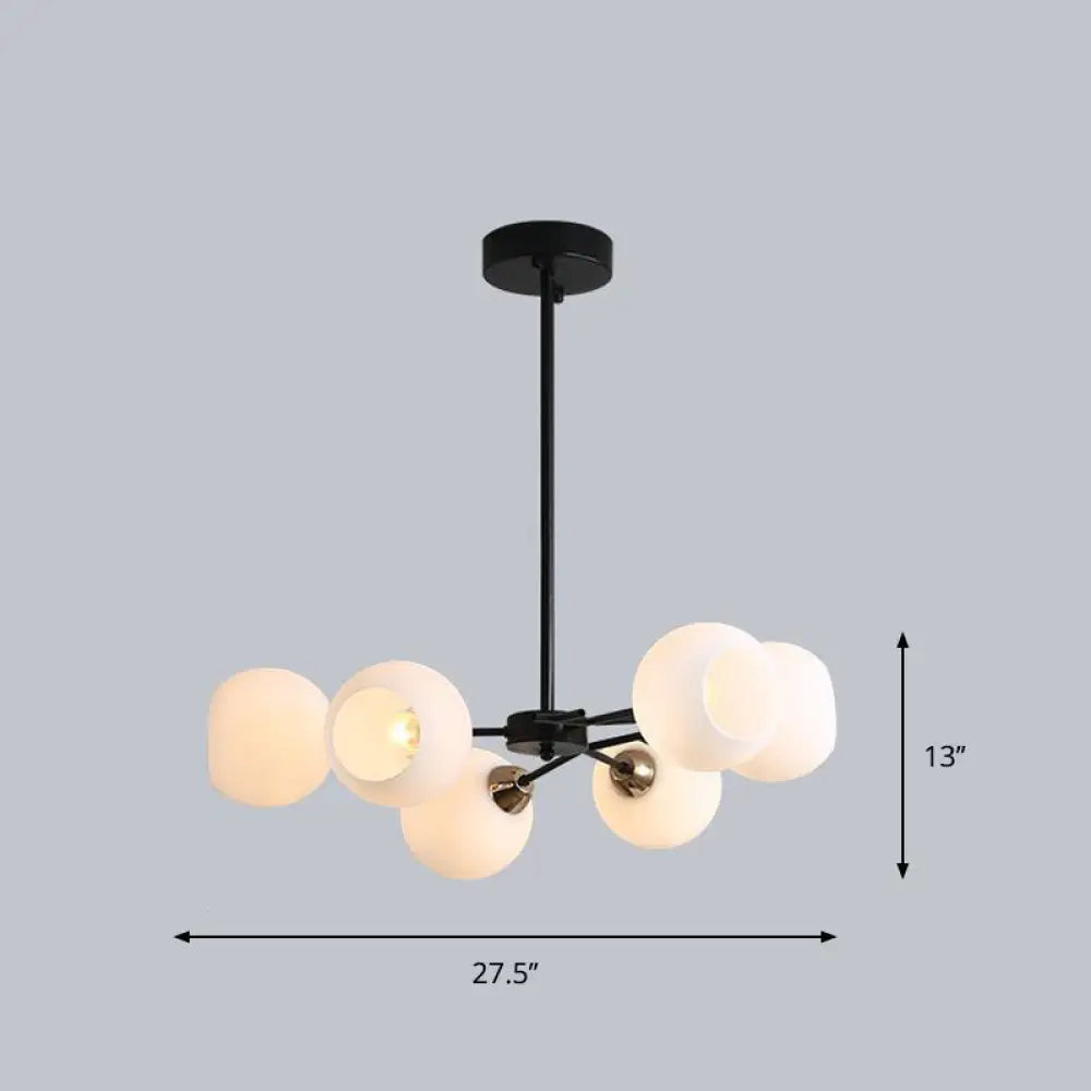 Contemporary Black Suspended Sputnik Chandelier With White Glass Lighting 6 /