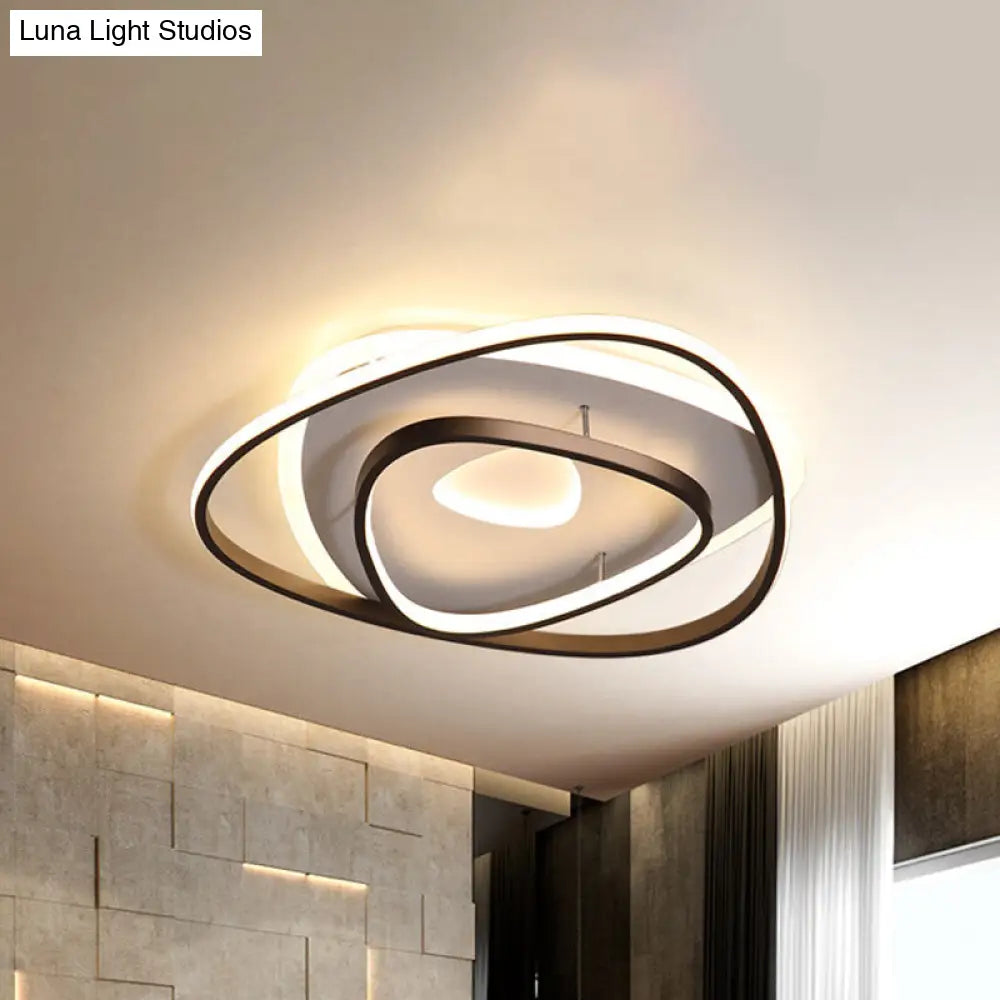 Contemporary Black Triangle Led Flush Mount In Warm/White Light 17-25 Wide