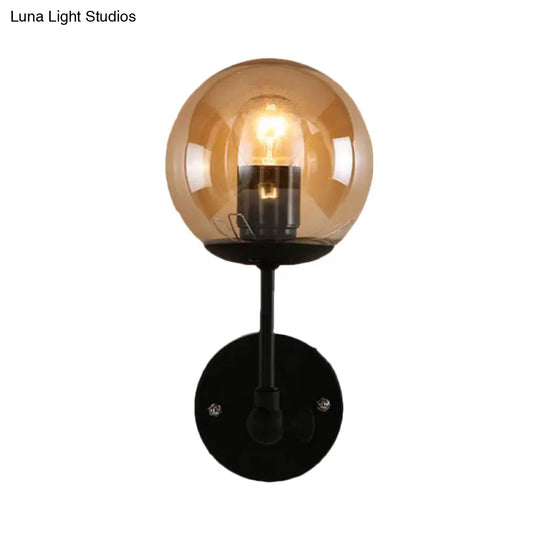 Contemporary Black Wall Sconce With Globe Glass Shade