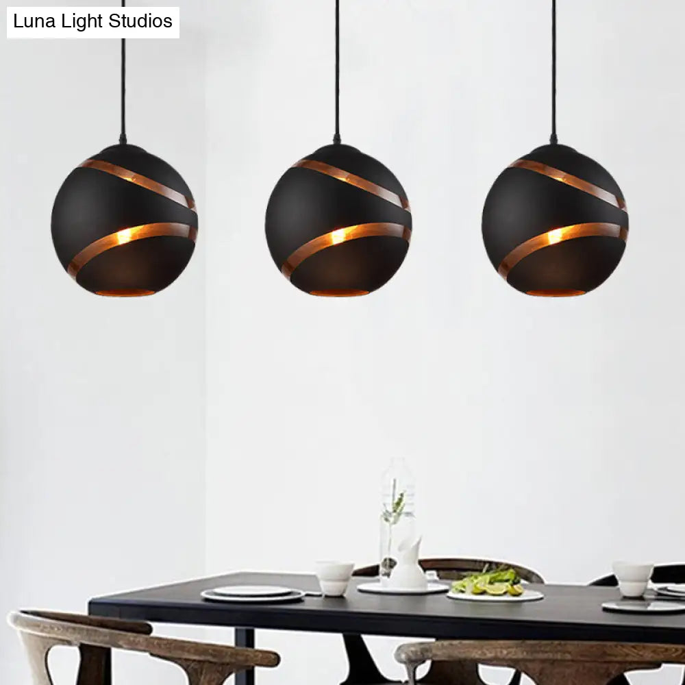 Contemporary Orbit Shade Pendant Light With Handblown Black/White Glass - Dining Room Lighting Black