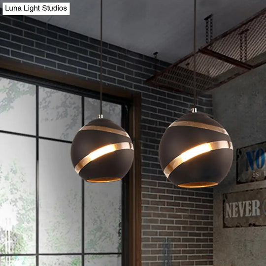 Contemporary Orbit Shade Pendant Light With Handblown Black/White Glass - Dining Room Lighting