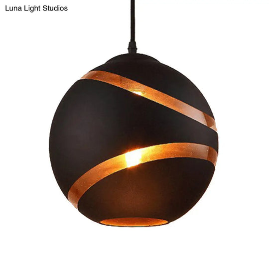 Contemporary Orbit Shade Pendant Light With Handblown Black/White Glass - Dining Room Lighting