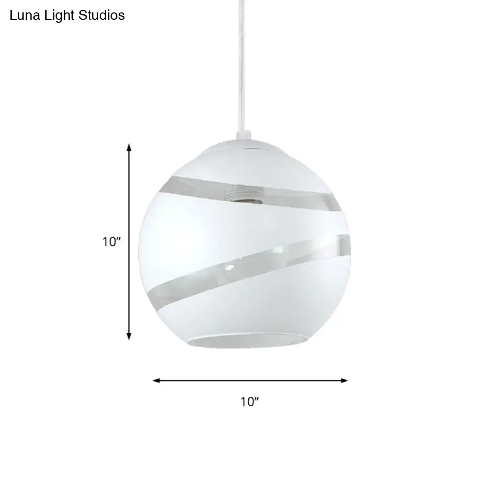 Contemporary Black/White Handblown Glass Pendant Light - Orbit Shade 1