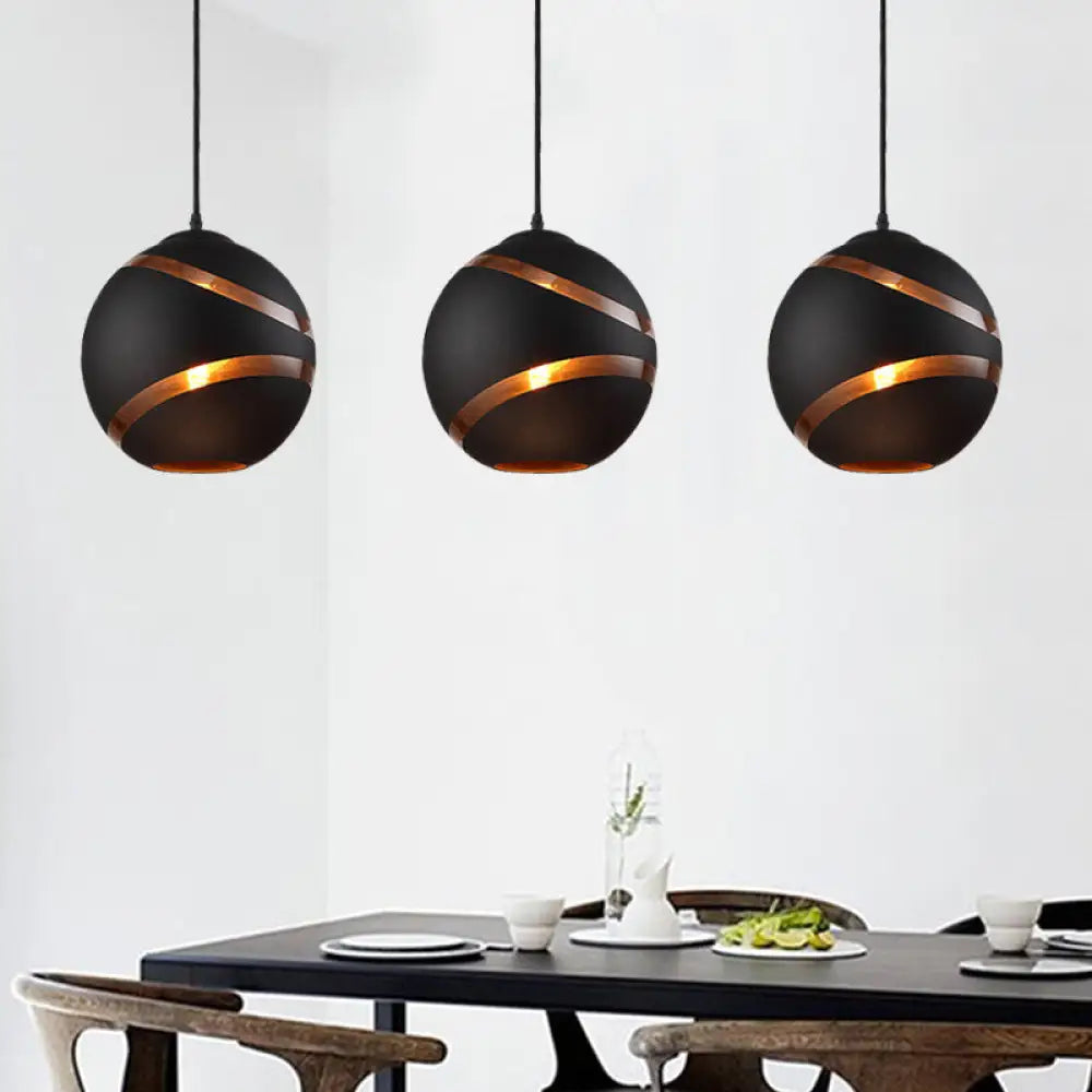 Contemporary Black/White Handblown Glass Pendant Light - Orbit Shade 1 Black